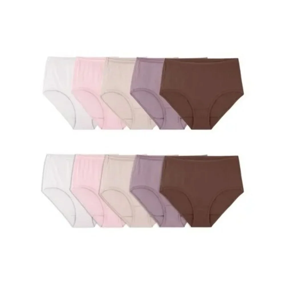Fruit of the Loom 10 Cotton Briefs Multicolor Pack of 10 Pairs Womens Size 9 2XL